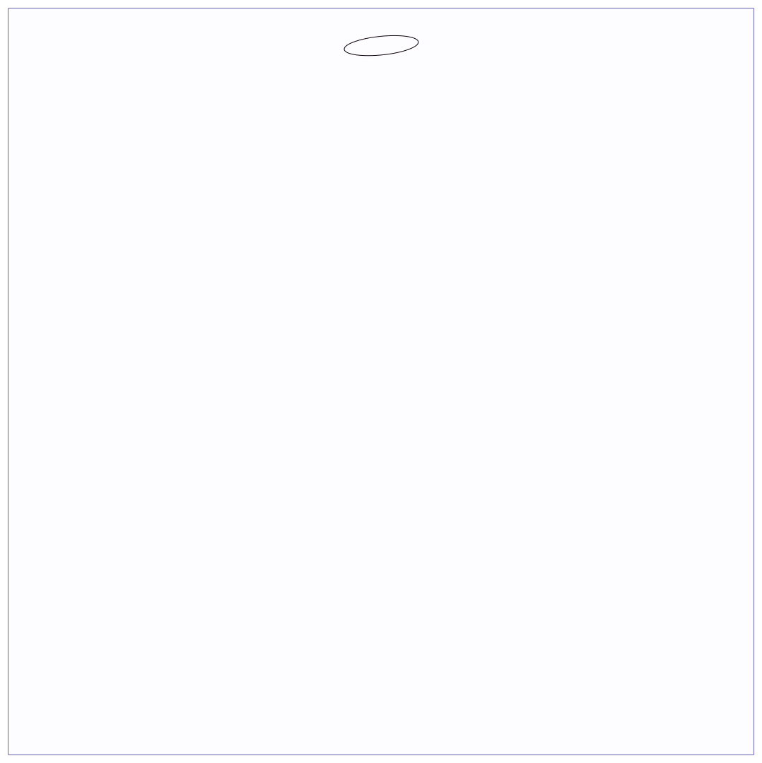 Falling ellipse in a fixed domain